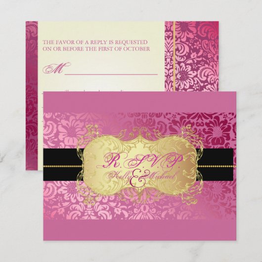 PixDezines Fidora Damask RSVP-kaarten RSVP Kaartje (Voorkant / Achterkant)