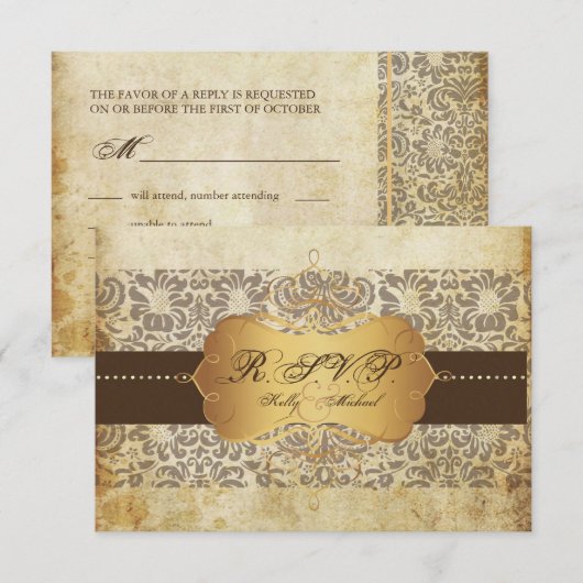 PixDezines Fidora Damask RSVP-kaarten RSVP Kaartje (Voorkant / Achterkant)