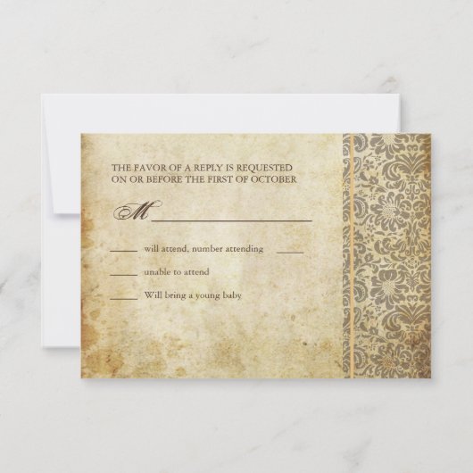 PixDezines Fidora Damask RSVP-kaarten RSVP Kaartje (Achterkant)