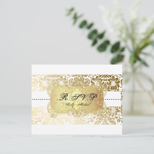 PixDezines Fidora Damask RSVP-kaarten, vereisen 5x RSVP Kaartje (Staand voorkant)