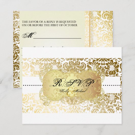 PixDezines Fidora Damask RSVP-kaarten, vereisen 5x RSVP Kaartje (Voorkant / Achterkant)
