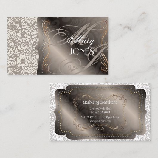 PixDezines Fidora  Damask Visitekaartje (Voorkant / Achterkant)