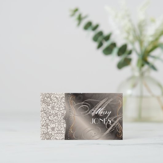 PixDezines Fidora  Damask Visitekaartje (Staand voorkant)