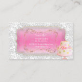 PixDezines Fidora Damask, Wedding Cake Visitekaartje (Achterkant)