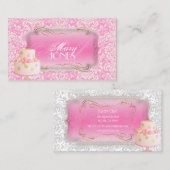 PixDezines Fidora Damask, Wedding Cake Visitekaartje (Voorkant / Achterkant)