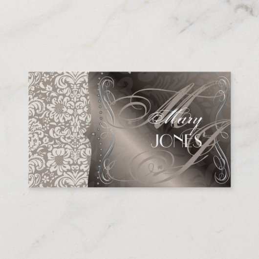 PixDezines Fidora Vintage Damask Visitekaartje (Voorkant)