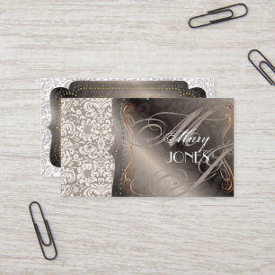 PixDezines Fidora Vintage Damask Visitekaartje