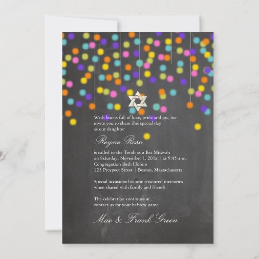 PixDezines fiesta+krijtbord/bat mitswa Kaart (Achterkant)