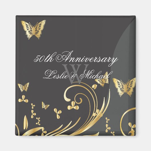 PixDezines filigraan wervelt+vlinders/diy letterty Magneet (Voorkant)