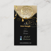 PixDezines Filigree+swirls/black+faux gold Visitekaartje (Achterkant)