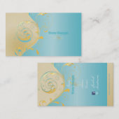 PixDezines Filigree+swirls/gold+blue/DIY Visitekaartje (Voorkant / Achterkant)