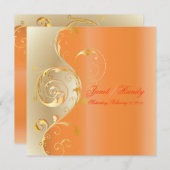 PixDezines Filigree+swirls/Gold+oranje/diy events Kaart (Voorkant / Achterkant)