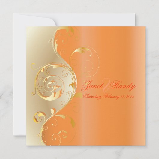 PixDezines Filigree+swirls/Gold+oranje/diy events Kaart (Voorkant)