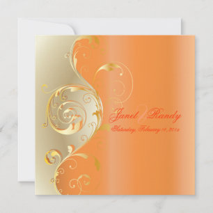 PixDezines Filigree+swirls/Gold+oranje/diy events Kaart