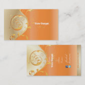 PixDezines Filigree+swirls/gold+sinaasappel/DIY Visitekaartje (Voorkant / Achterkant)