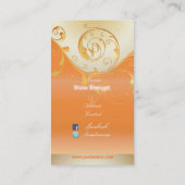 PixDezines Filigree+swirls/gold+sinaasappel/DIY Visitekaartje (Achterkant)