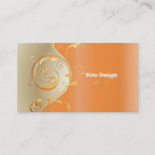 PixDezines Filigree+swirls/gold+sinaasappel/DIY Visitekaartje