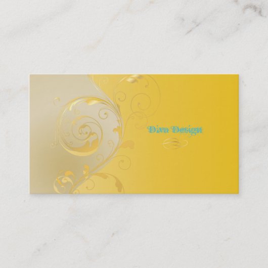 PixDezines Filigree+swirls/goud+geel/DIY Visitekaartje (Voorkant)