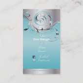 PixDezines Filigree+swirls/zilver+blauw ijs Visitekaartje (Achterkant)
