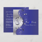 PixDezines Filigree+swirls/zilver+blauw Kaart (Voorkant / Achterkant)