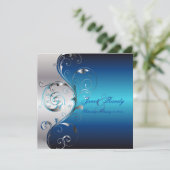 PixDezines Filigree+swirls/zilver+blauw Kaart (Staand voorkant)