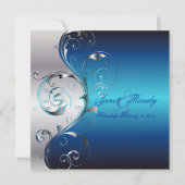 PixDezines Filigree+swirls/zilver+blauw Kaart (Voorkant)