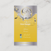 PixDezines Filigree+swirls/zilver+citroenschil Visitekaartje (Achterkant)