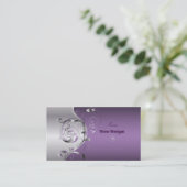 PixDezines Filigree+swirls/zilver+lavender blauw Visitekaartje (Staand voorkant)