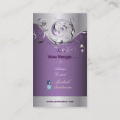 PixDezines Filigree+swirls/zilver+lavender blauw Visitekaartje (Achterkant)