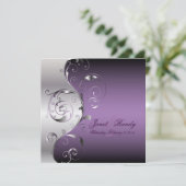 PixDezines Filigree+swirls/zilver+lavender Kaart (Staand voorkant)