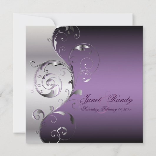 PixDezines Filigree+swirls/zilver+lavender Kaart (Voorkant)