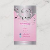PixDezines Filigree+swirls/zilver+posh roze Visitekaartje (Achterkant)