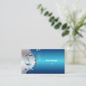 PixDezines Filigree+swirls/zilverblauw Visitekaartje (Staand voorkant)