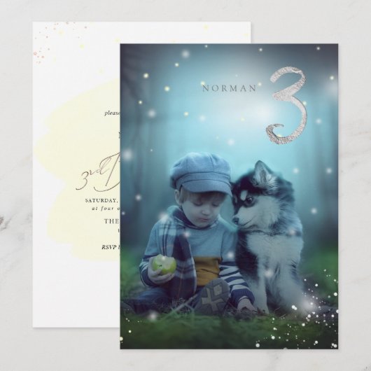 PixDezines Fireflies 3e verjaardag Kaart (Voorkant / Achterkant)