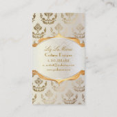 PixDezines firenze damast/koper+parel Visitekaartje (Achterkant)