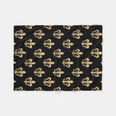 PixDezines fleur de lis/black/gold Fleece Deken (Voorkant (Horizontaal))