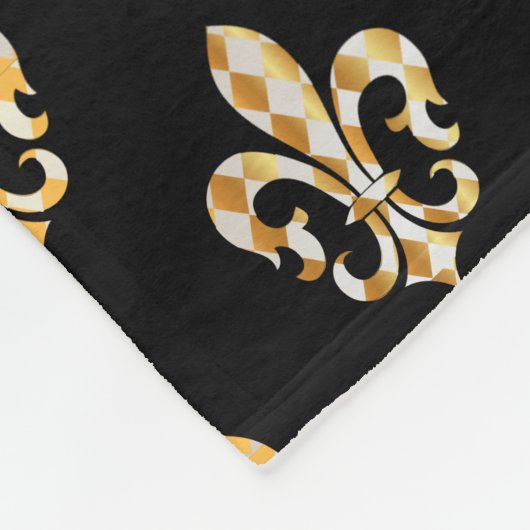 PixDezines fleur de lis/black/gold Fleece Deken (Hoek)
