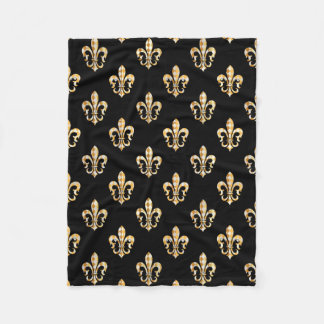 PixDezines fleur de lis/black/gold Fleece Deken