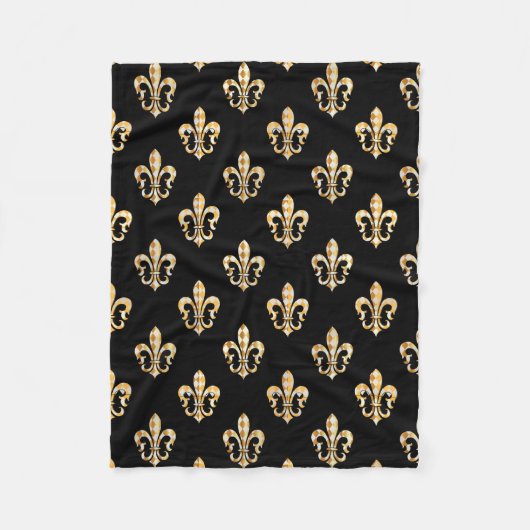 PixDezines fleur de lis/black/gold Fleece Deken (Voorkant)