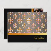 PixDezines Fleur de Lis/black + gold+posh pink Kaart (Voorkant / Achterkant)