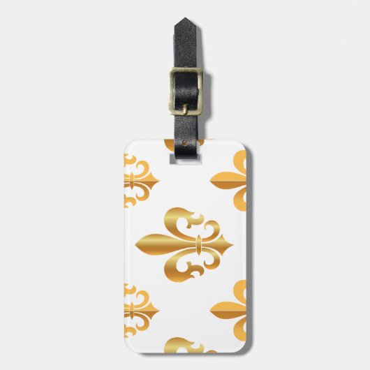 PixDezines fleur de lis/faux gold/DIY achtergrond Bagagelabel (Voorkant verticaal)