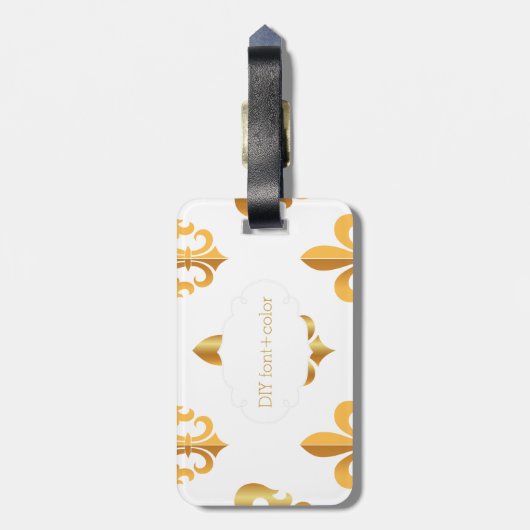 PixDezines fleur de lis/faux gold/DIY achtergrond Bagagelabel (Achterkant verticaal)