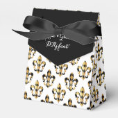 PixDezines fleur de lis/harlequin/zwart/goud Bedankdoosjes (Voorkant Zijde)