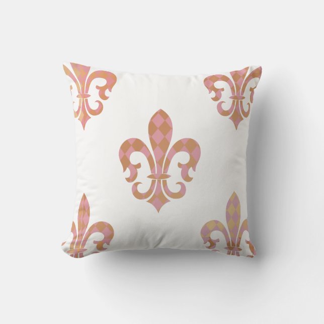 PixDezines fleur de lis/roze/goud/DIYbackground Kussen (Voorkant)
