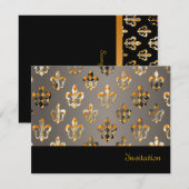 PixDezines Fleur de Lis/zwart + goud Kaart (Voorkant / Achterkant)