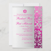 PixDezines Flora Damask Bat Mitzvah/Pink/Silver Kaart (Achterkant)