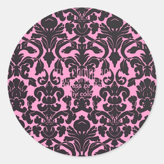 PixDezines Flora Damask, DIY achtergrond/roze Ronde Sticker (Voorkant)