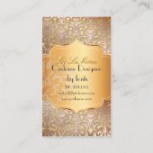 PixDezines FLORA DAMASK FAUX COPPER+PARCHMENT Visitekaartje (Achterkant)