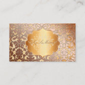 PixDezines FLORA DAMASK FAUX COPPER+PARCHMENT Visitekaartje (Voorkant)