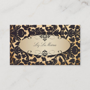 PixDezines  flora damask/faux parchment Visitekaartje
